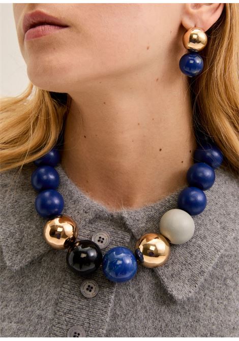 collana maxi sfere in legno NALì | ABCL0376ORO BLU